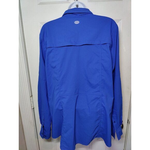 Reel Legends Shirt Women's XL Navy Blue Button Up Fishing Vented Top Pockets - Picture 7 of 9